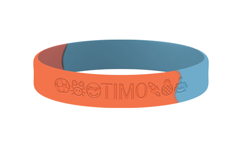 Apricot Blue SOS armband kind met naam en gravure